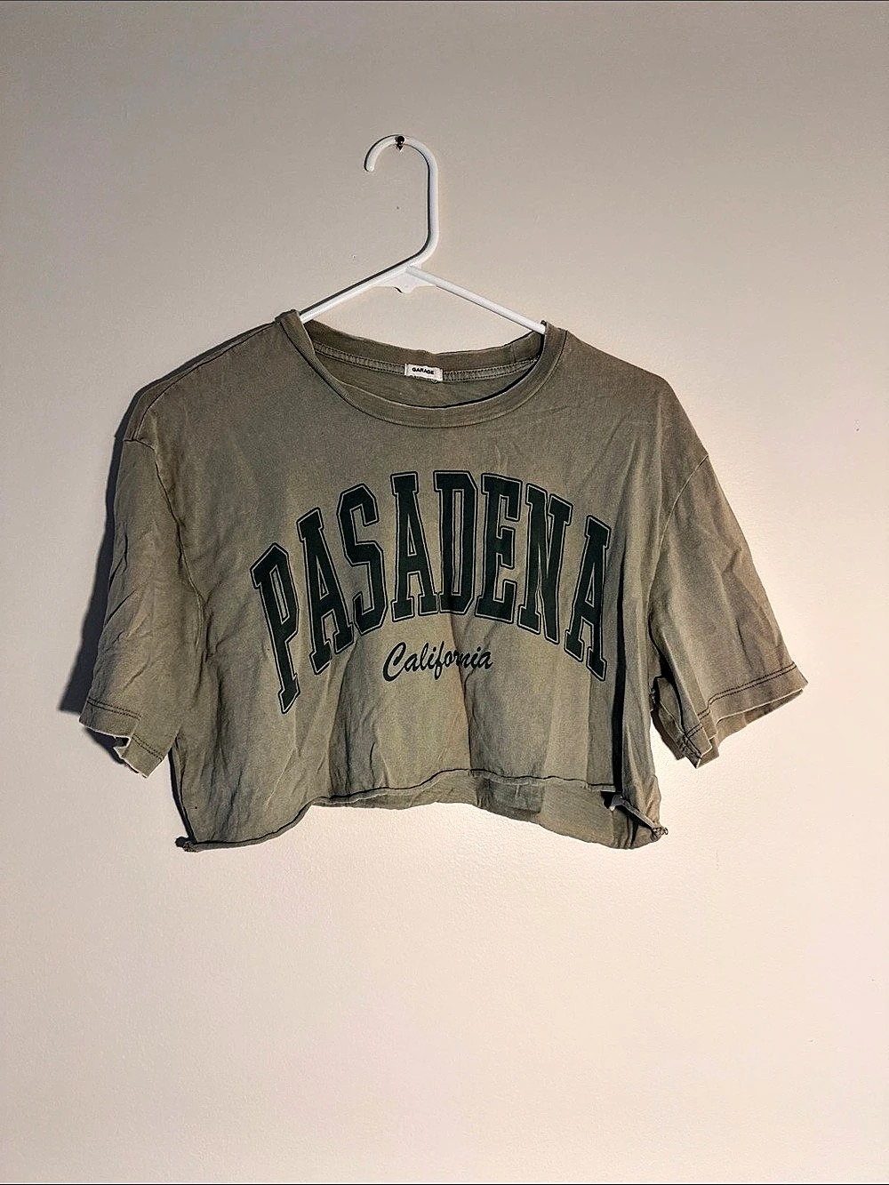Garage Pasadena California Graphic Crop Tee Green P/S